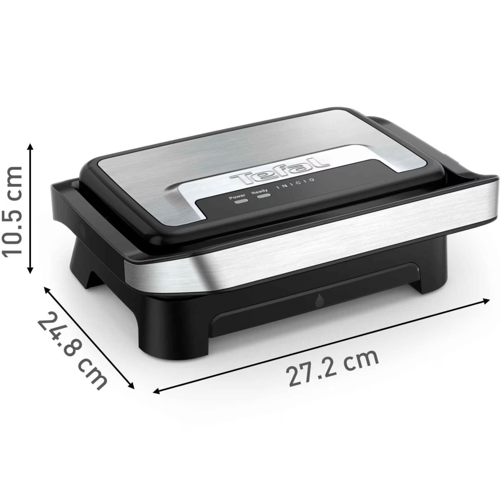Gratar electric multifunctional Tefal Inicio Compact Grill GC270D10, 1000W, suprafata antiaderenta de gatit 23x14.5 cm, depozitare verticala, depozitare cablu, tavita suc detasabila, negru [3]