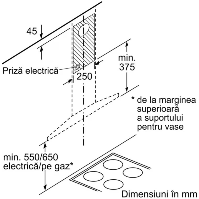Hota incorporabila decorativa Bosch DWQ66DM50, Putere absortie 610 m3/h , 1 motor, 60 cm, Inox [6]