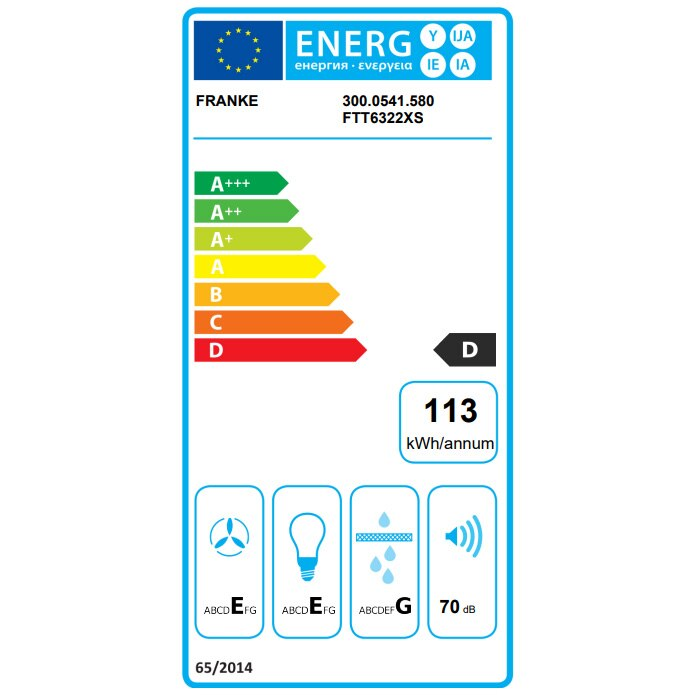Hota traditionala Franke FTT 6322 XS, Putere de absorbtie 380 mc/h, Iluminare LED, Filtru metalic, 60 cm, Inox [3]