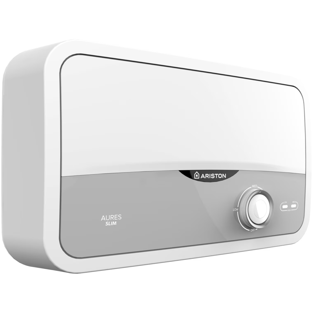 Incalzitor instant electric pentru apa Ariston AURES SLIM, Instalare single-point, Protectie electrica IP25, Termostat cu siguranta dubla, 4 setari de putere, Kit robinet/dus [2]