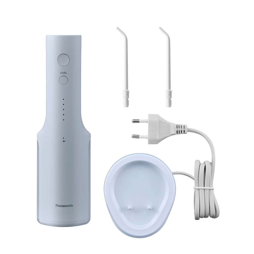 Irigator bucal Panasonic EW-DJ26-A303, aprox. 590kPa presiune apa, 5 trepte de presiune, portabil, 2duze incluse, Capacitate rezervor 200ml, Albastru [2]