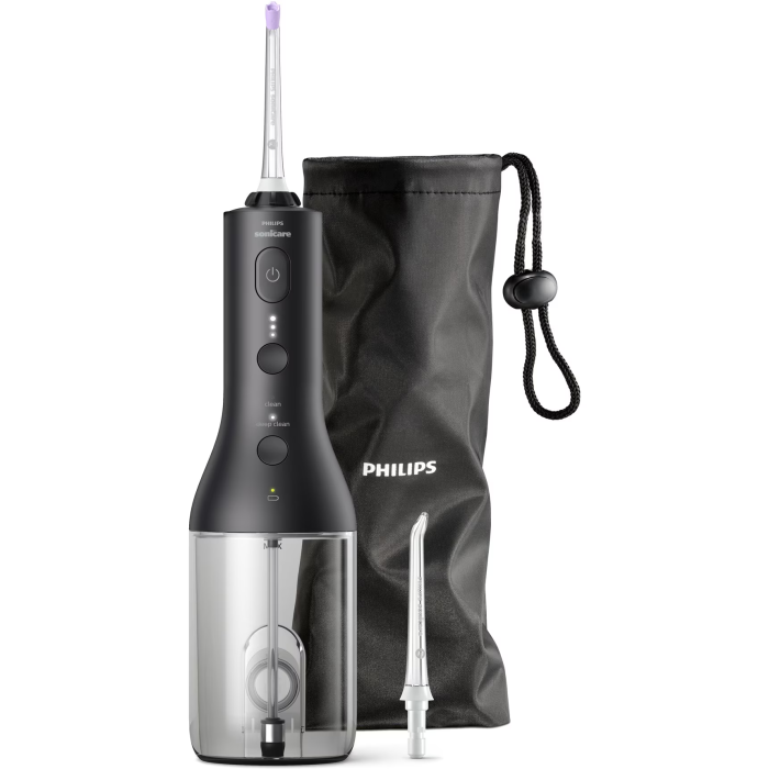 Irigator bucal tip dus bucal Philips Sonicare HX3826/33 cu tehnologie QuadStream, portabil, 2 moduri de curatare, 3 niveluri de intensitate , include 2 x capete de curatare si 1 x husa trasport, negru [2]