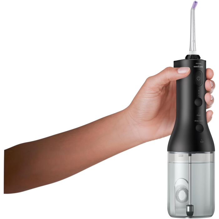 Irigator bucal tip dus bucal Philips Sonicare HX3826/33 cu tehnologie QuadStream, portabil, 2 moduri de curatare, 3 niveluri de intensitate , include 2 x capete de curatare si 1 x husa trasport, negru [5]