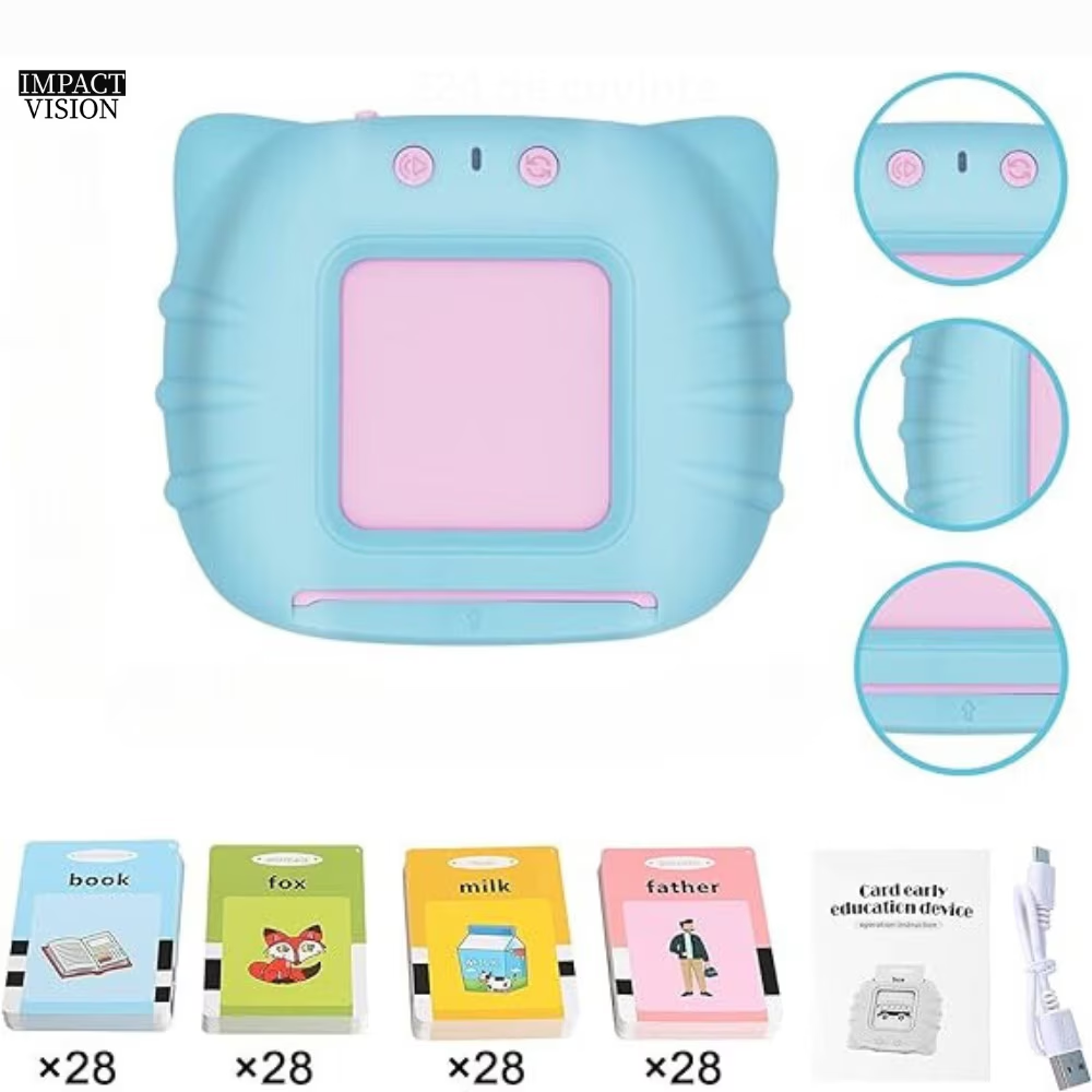 Jucarie Educativa Cartonase Vorbitoare, BamBebe, Carduri Flash, 255 Cartonase cu 510 Cuvinte, Limba Engleza si Germana, Roz [4]