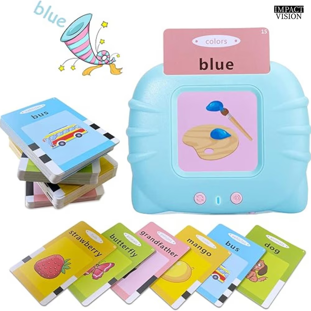 Jucarie Educativa Cartonase Vorbitoare, BamBebe, Carduri Flash, 255 Cartonase cu 510 Cuvinte, Limba Engleza si Germana, Roz [1]