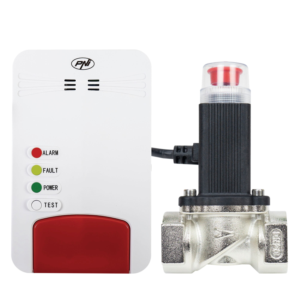 Kit senzor gaz inteligent si electrovalva PNI Safe House Smart Gas 300 Wi-Fi, PNI-SHS300,cu alertare sonora, aplicatie de mobil Tuya Smart, integrare in scenarii si automatizari smart cu alte produse [2]