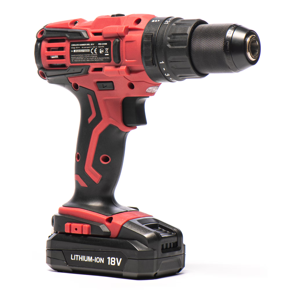 Masina de gaurit si insurubat cu percutie (bormasina) cu acumulator 18V 2.0Ah Li-Ion Steinhaus, PRO-CD18M, 50Nm, 21 trepte torsiune, 2 trepte turatie 400/1600 RPM (RESIGILAT) [2]
