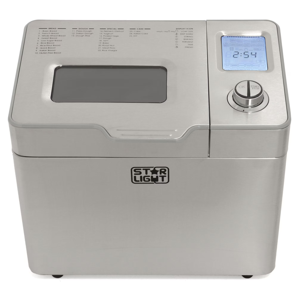 Masina de paine Star-Light MPD-550SS, 12 programe, 550W, Display, Control Digital, Compartiment seminte, Inox [3]