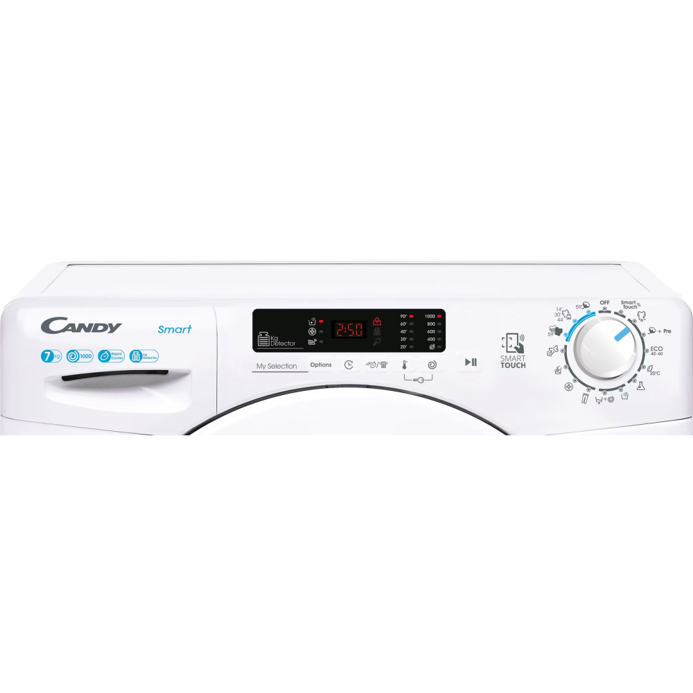 Masina de spalat rufe Candy Smart CS4 1072/1-S, SLIM, 7 kg, 1000 rpm, Clasa D, Easy Iron, Kg Detector, Alb [2]