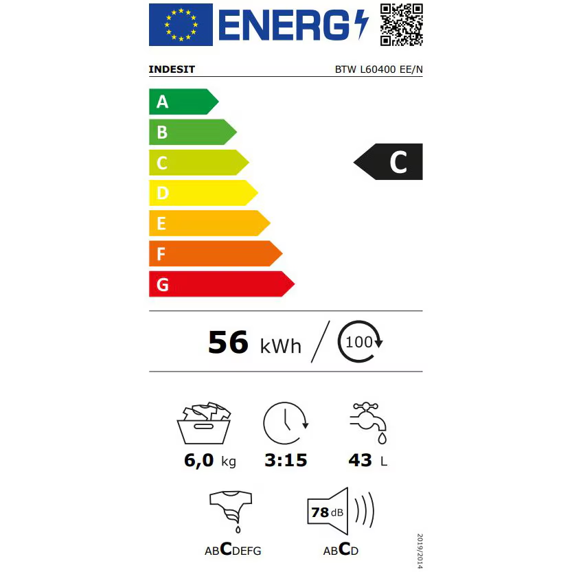 Masina de spalat rufe cu incarcare verticala Indesit BTWL60400EE/N, 6 kg, 1000 RPM, Clasa C, Display LED, Turn&Go, Alb [5]
