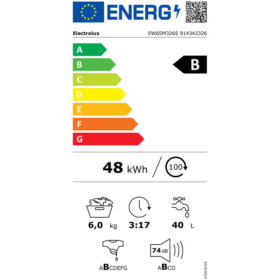 Masina de spalat rufe Slim Electrolux EW6SM326SE, 6 kg, 1200 RPM, Clasa B, TimeManager, Motor Inverter, Sistem SensiCare, Antialergic cu abur, Rapid 14 min, Alb [4]