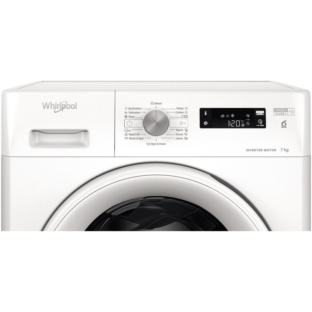 Masina de spalat rufe Whirlpool FreshCare+ FFS 7469 W EE, 7 kg, 1400 RPM, Clasa A, Tehnologia AL 6-lea Simt, MotorSense Inverter, Alb [3]