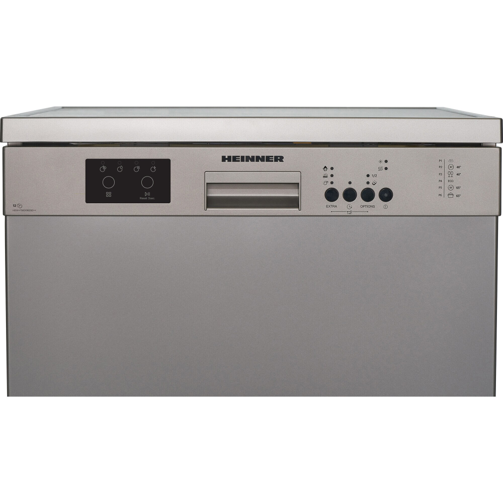 Masina de spalat vase Heinner HDW-FS6006DSE++ , 12 Seturi, 6 programe, Clasa E,Control electronic, Display led, Program rapid 30, Program pahare, Half load, Aquastop, 60 cm, Argintiu [4]