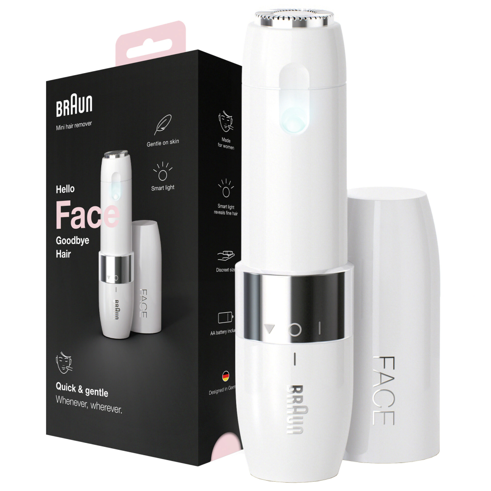 Mini aparat pentru indepartarea parului facial Braun FACE FS1000, pe baterii, Alb [1]