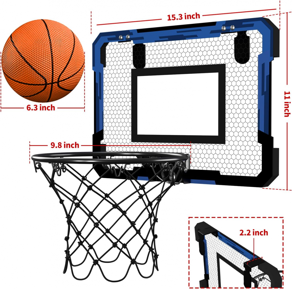Mini Cos de Baschet, Doloowee, pentru Interior sau Exterior, 4 mingi, Pompa, Sistem de Prindere [2]