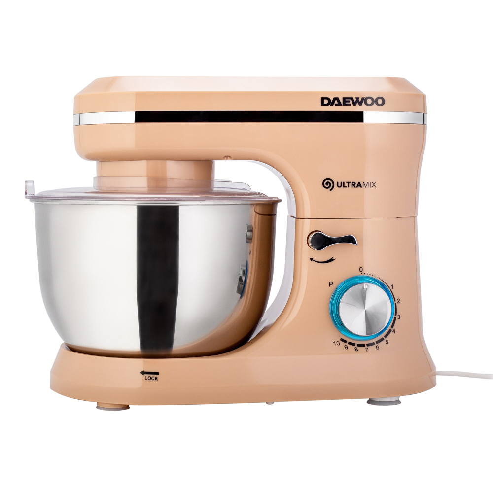 Mixer cu bol Daewoo DHM150R, 1600 W, 10 viteze plus puls, 4,5 L, bol inox, tel, carlig framantare, palete amestecare, crem [4]