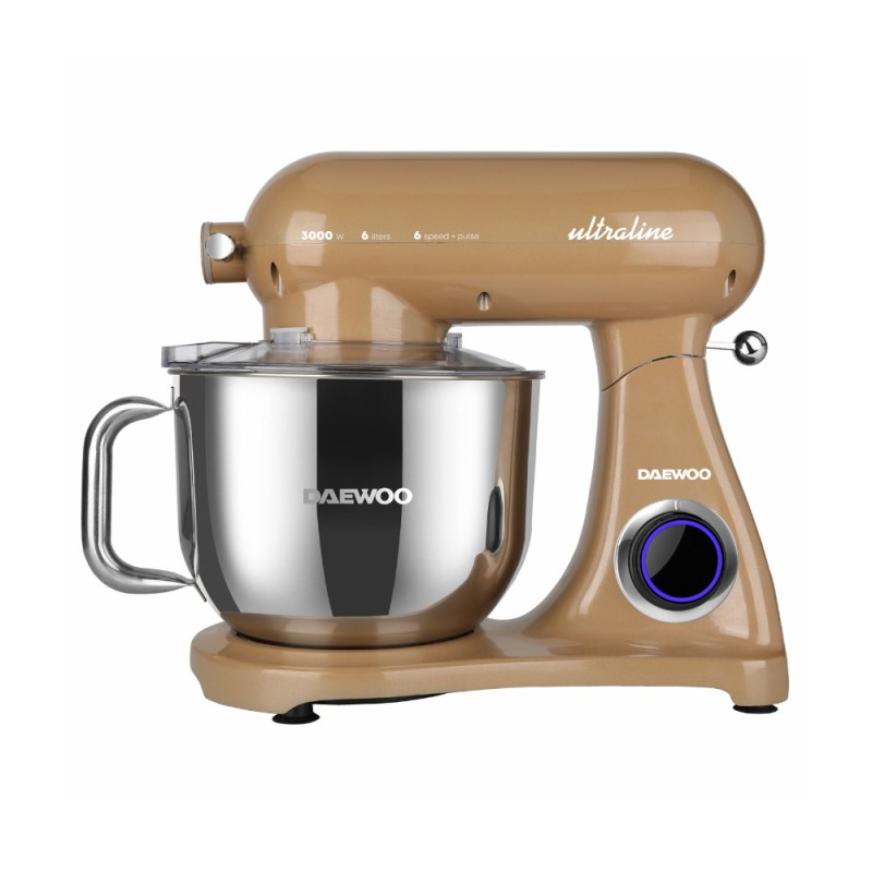 Mixer cu bol inox Daewoo DHM300C, 6 litri, 3000 W, 6 trepte de viteza, functie Pulse, crem, carlig framantare + paleta amestecare + tel [2]