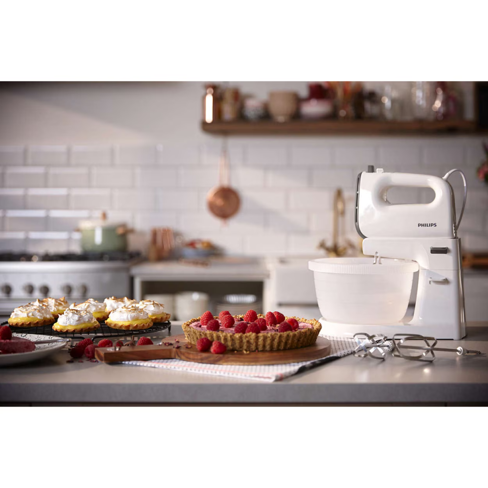 Mixer cu bol Philips Viva Collection HR3745/00, 450 W, 5 viteze, Functie Turbo, Bol actionare automata, capacitate bol 3L, , Alb/Gri [5]