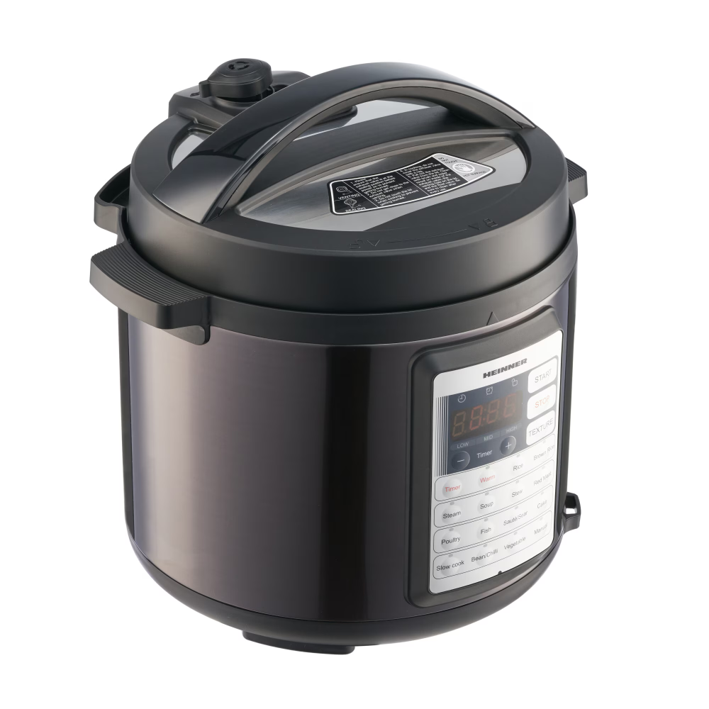 Multicooker cu gatire sub presiune Heinner Alacarte 38BK HPCK-38BK, 1000W, 3.8L, 14 programe, gatire sub presiune, presiune maxima 80 kPa (0.8 bar), afisaj LED, Negru/Inox [2]