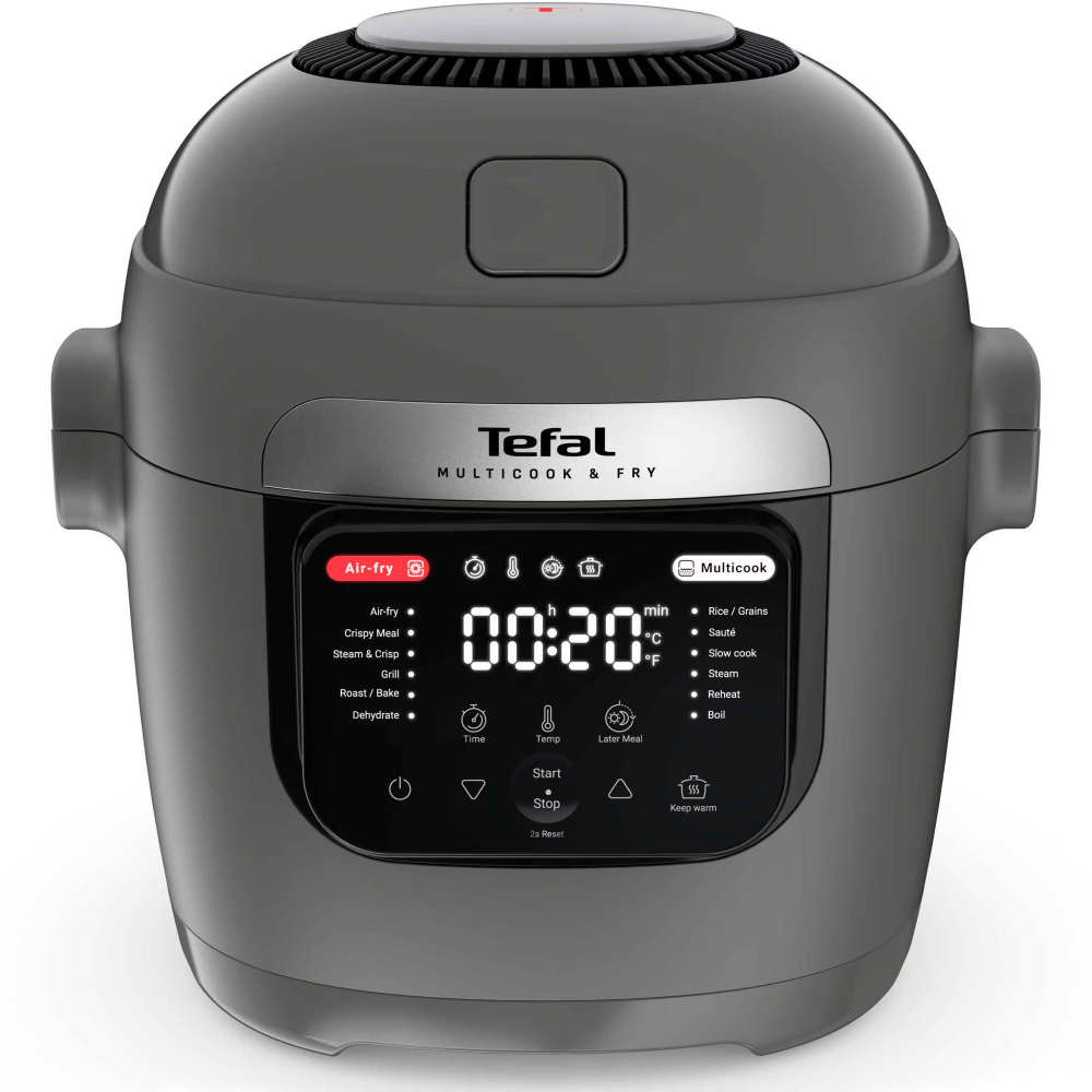 Multicooker inteligent Tefal Multicook & Fry MY731BF0, 1200W, capacitate vas ceramic antiaderent 6L, 12 programe automate, functie aer cald, functie pastrare la cald, temperatura reglabila, gri [2]