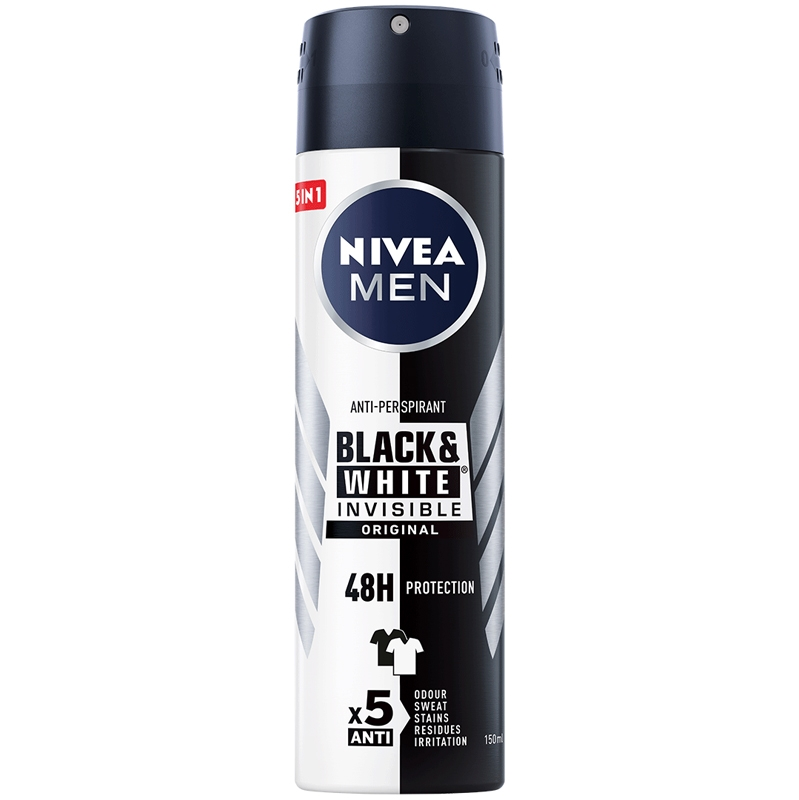 NIVEA ANTIPERSPIRANT DEO 150ML BĂRBAȚI INVIZIBIL NEGRU/ALB ORIGINAL [1]