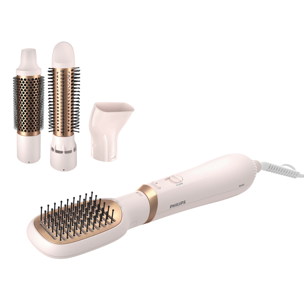 Perie cu aer cald Philips Seria 3000 BHA310/00, 800W, tehnologie cu ioni, 4 accesorii, diametru perie 38mm, setare temperatura de ingrijire si aer rece, invelis ceramic cu ulei de argan [1]