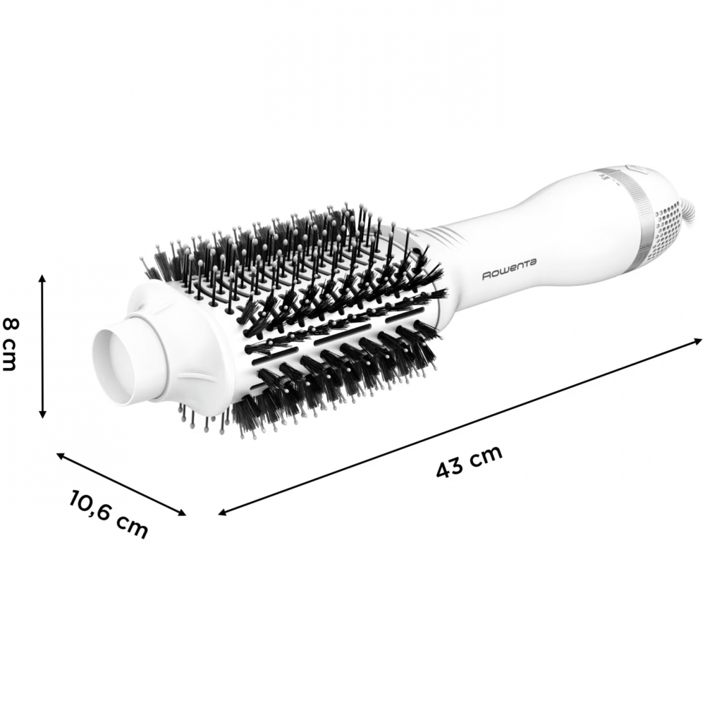 Perie cu aer cald Rowenta Volumizer CF6130F0, tehnologie 3D volume booster, perie ovala XL, 3 setari viteza/temperatura, alb/argintiu [4]