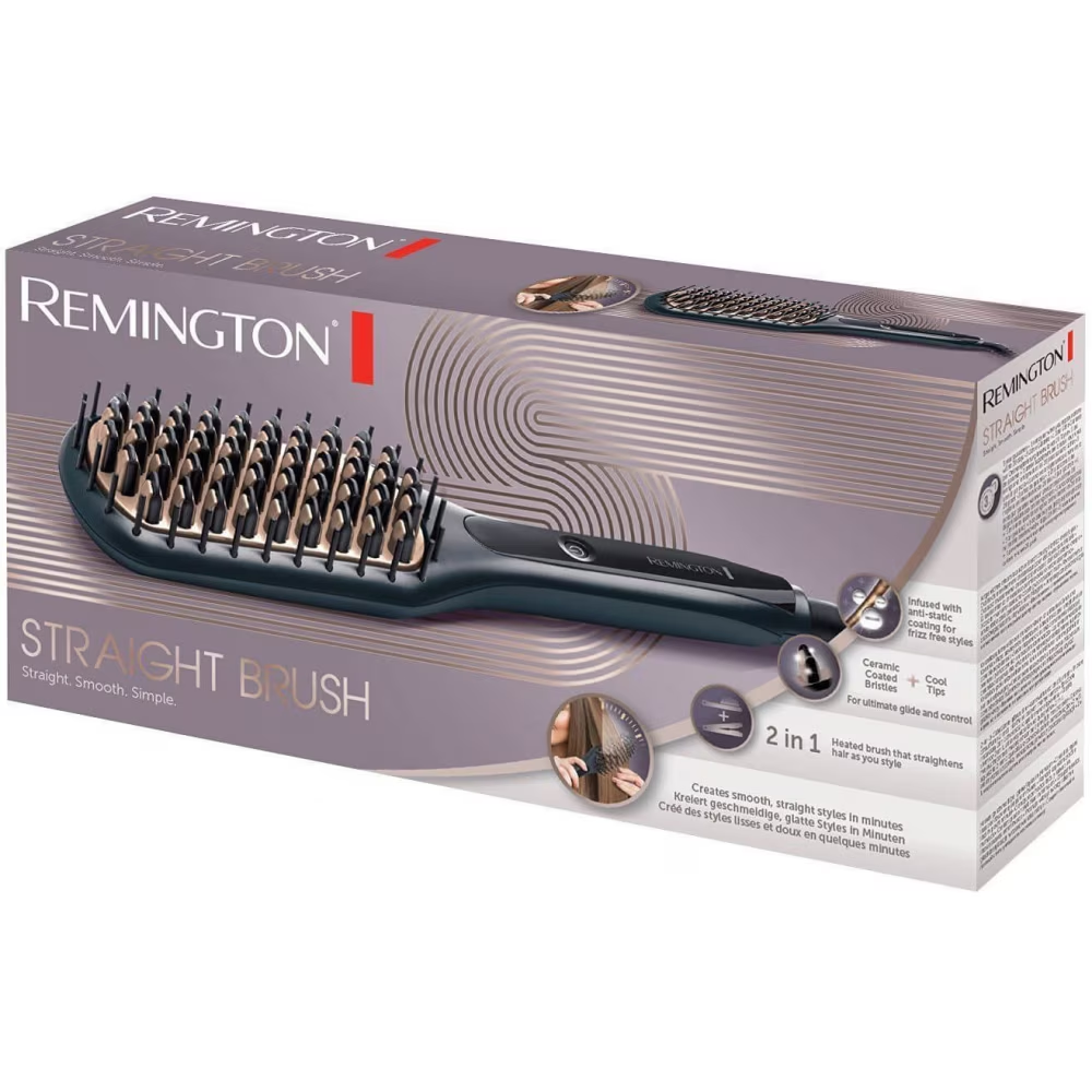 Perie de indreptat parul Remington CB7400, Invelis ceramic, 230 grade, 3 setari temperatura, Incalzire rapida, Husa, Negru [2]