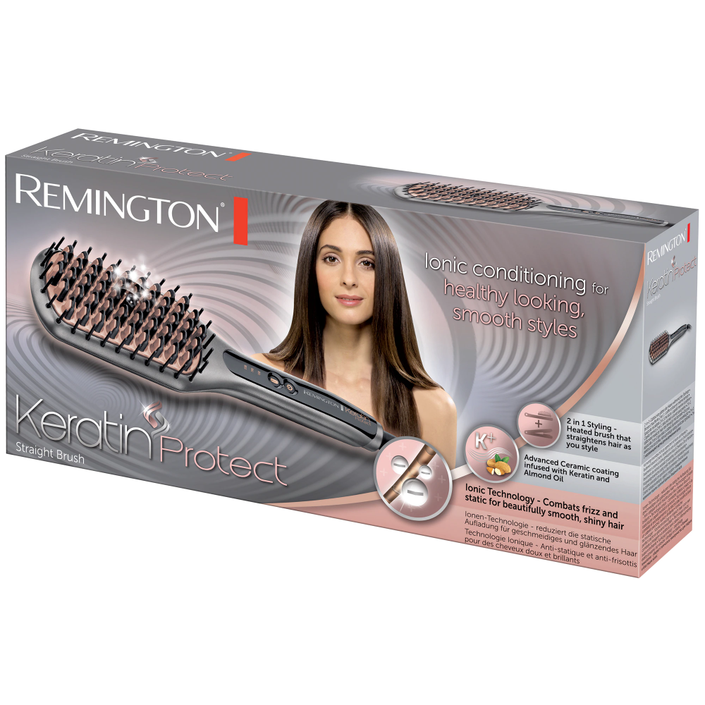Perie electrica de indreptat parul Remington Keratin Protect CB7480, 230°C, invelis ceramic, Argintiu [2]