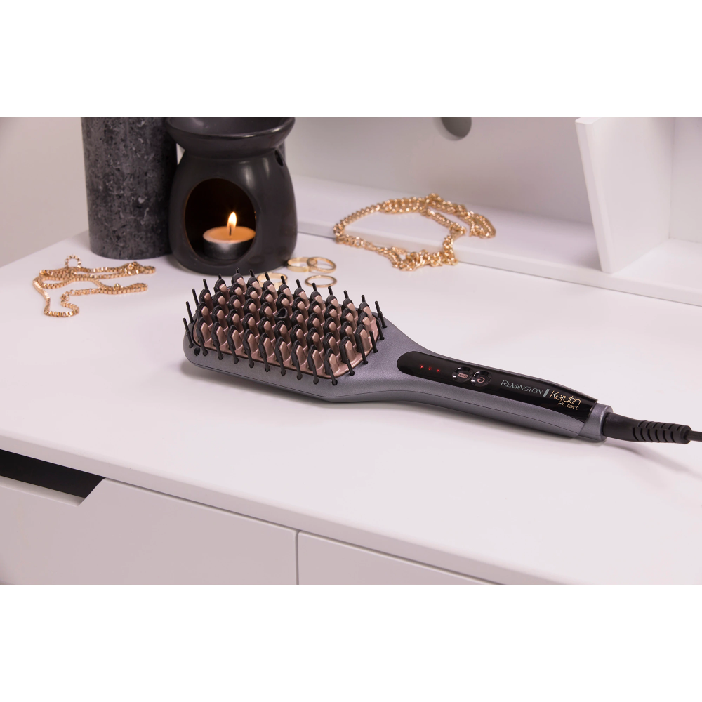 Perie electrica de indreptat parul Remington Keratin Protect CB7480, 230°C, invelis ceramic, Argintiu [3]