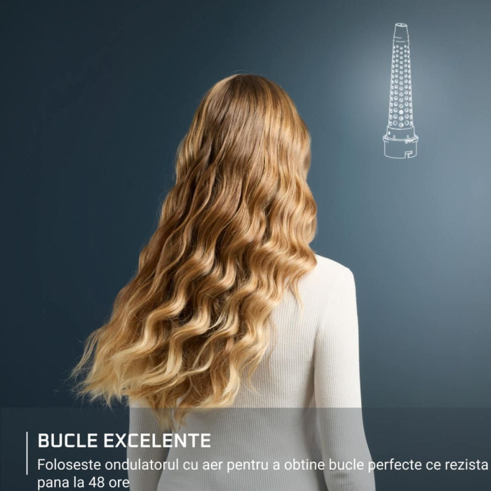 Perie multifunctionala cu aer cald Rowenta Air Shape UB9820E0, non-rotativa, invelis ceramic, generator de ioni, 3 trepte viteza/temperatura, concentrator, negru & bronz [5]