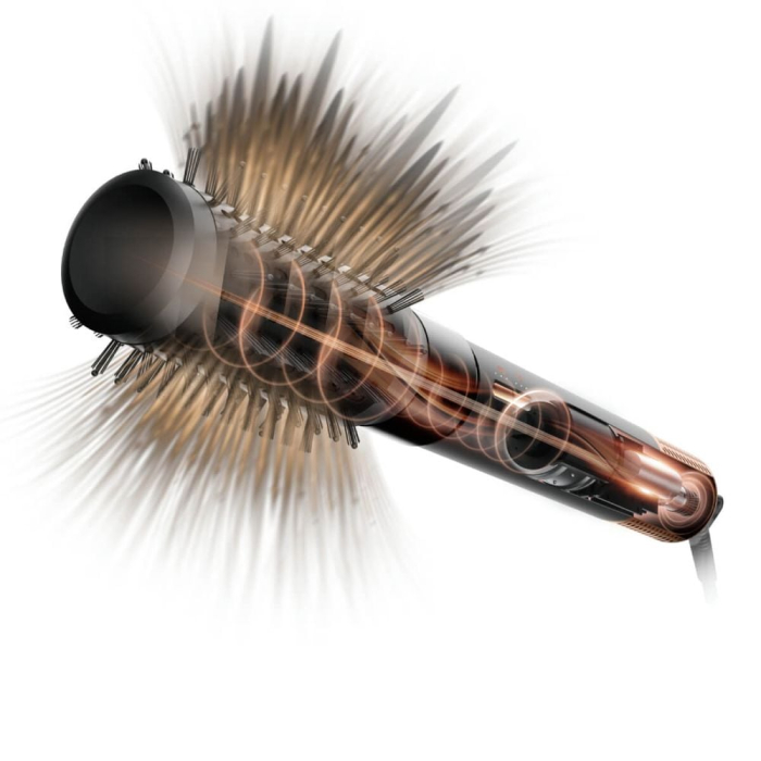 Perie multifunctionala cu aer cald Rowenta Air Shape UB9820E0, non-rotativa, invelis ceramic, generator de ioni, 3 trepte viteza/temperatura, concentrator, negru & bronz [8]