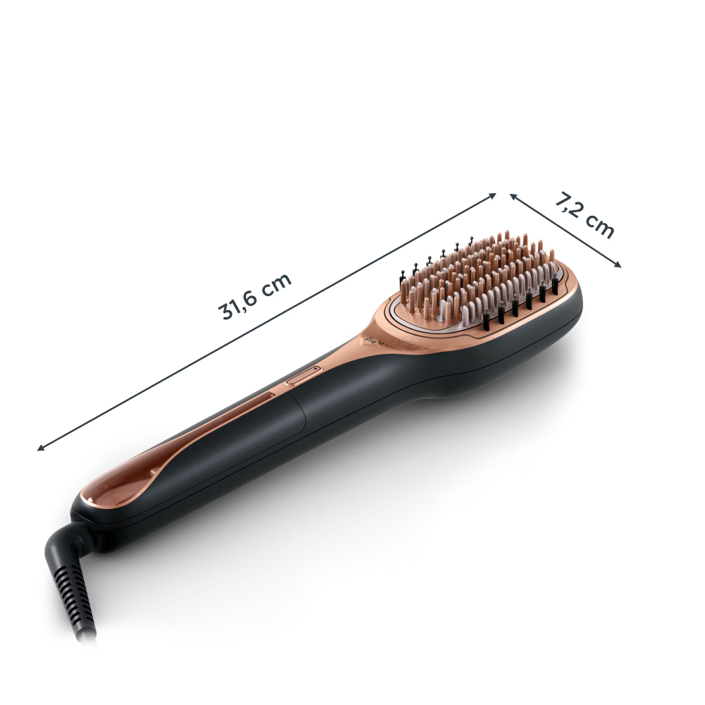 Perie reparatoare cu abur Rowenta Hair Therapist™ CF9940F0, 165 W, timp incalzire 60 secunde, tehnologie Thermal Care, peri naturali, invelis Keratin, oprire automata, afisaj LED, geanta pentru transp [2]