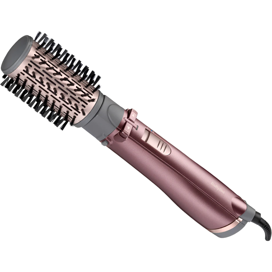 Perie rotativa BaByliss AS960E, 1000W, Ionizare, 4 Accesorii, 2 Setari temperatura/viteza, Cool-Shot, geanta depozitare, Roz-Gri [2]