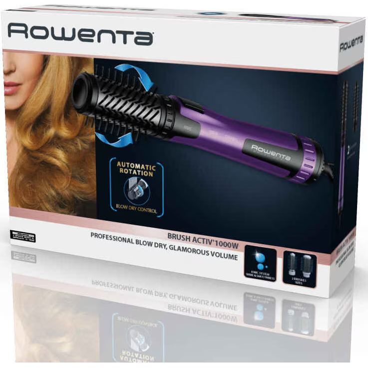 Perie rotativa cu aer cald Rowenta Brush Activ' CF9525F0, 1000W, 2 perii rotative, 2 trepte de temperatura si viteza, functie jet de aer rece, generator de ioni, invelis ceramic, rotire alternativa, l [4]