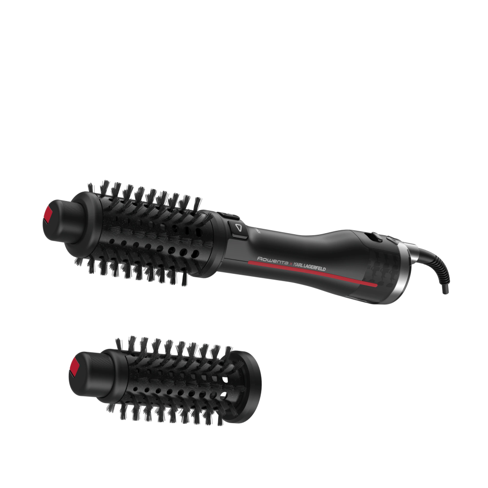 Perie rotativa cu aer cald Rowenta x Karl Lagerfeld Pro Stylist CF961LF0, 750W, tehnologie Pro Dual Motion, generator de ioni, invelis exclusiv Keratin & Glow, cablu 1.8m, negru&rosu [1]