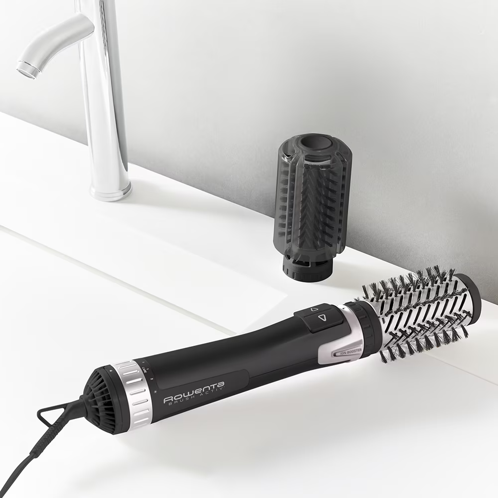 Perie rotativa Rowenta Brush Activ'Dry & Style CF9550F0, 1000 W, 3 accesorii, 3 trepte de temperatura/viteza, duza pre-uscare, invelis ceramic, generator dublu de ioni, jet de aer rece, inel pentru ag [4]