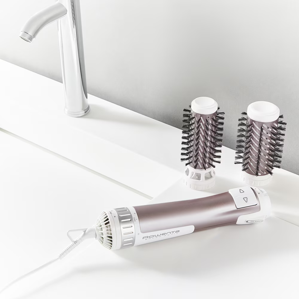Perie rotativa Rowenta Brush Activ' Premium Care CF9540F0, 1000W, 2 trepte, 2 viteze, ionizare, 2 perii, Cashmere Keratin, invelis ceramic, Roz [4]