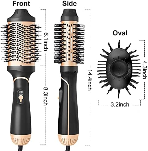 Perie Uscător de Păr 2 în 1, Uscător și Stilizator de Păr Upgradat 4 în 1 cu Volum, cu Ioni Negativi Anti-Frizz și Barel Ceramico-Titanic, Perie cu Aer Cald pentru Îndreptarea Părului, Aurie, Mare [2]