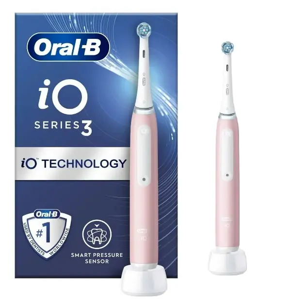 Periuta de dinti electrica Oral-B iO 3, cu Tehnologie Magnetica si Micro-Vibratii, Senzor de presiune Smart, 3 moduri, 1 capat, Trusa de calatorie, Roz [2]