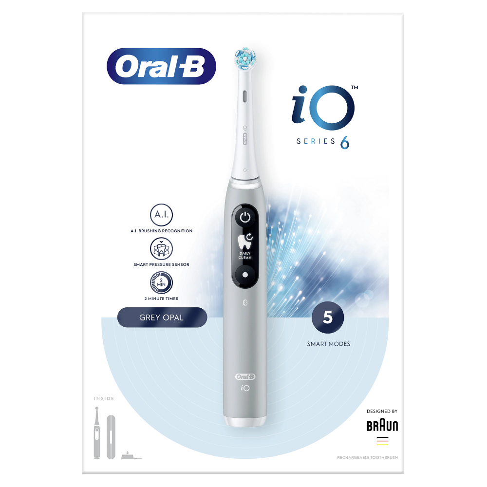 Periuta de dinti electrica Oral-B iO6 cu tehnologie magnetica si micro-vibratii, inteligenta artificiala, display led interactiv, senzor de presiune smart, timer vizibil, 5 moduri, 1 capat, trusa de c [2]