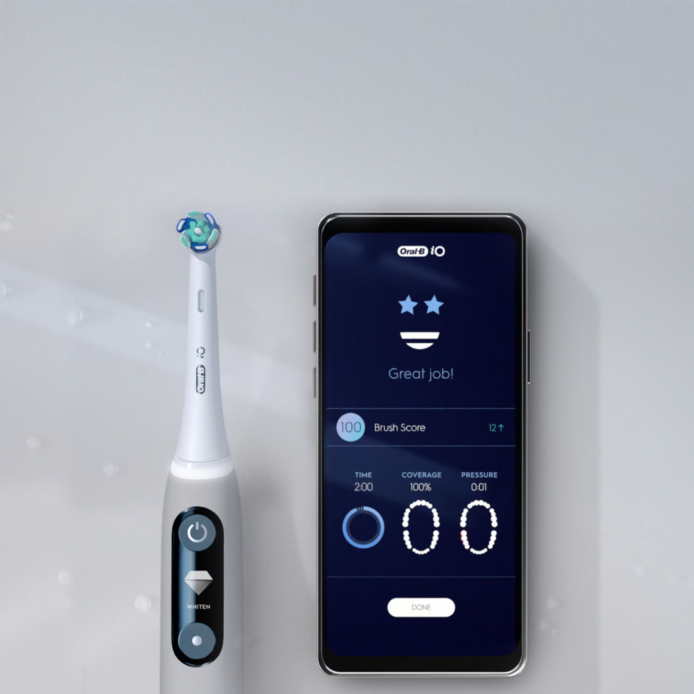 Periuta de dinti electrica Oral-B iO6 cu tehnologie magnetica si micro-vibratii, inteligenta artificiala, display led interactiv, senzor de presiune smart, timer vizibil, 5 moduri, 1 capat, trusa de c [6]