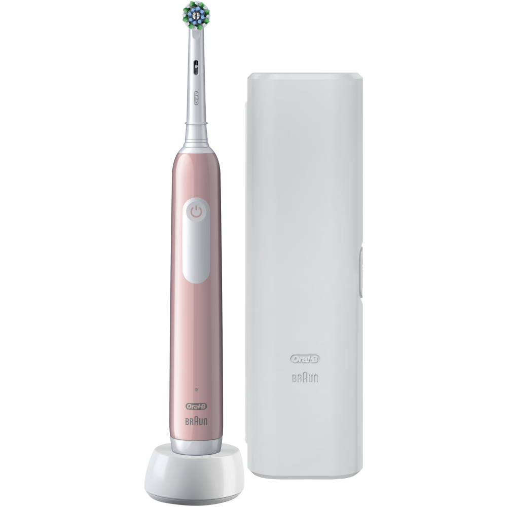 Periuta de dinti electrica Oral-B Pro 1, Curatare 3D, 1 program, 1 capat de periaj, trusa de calatorie, Roz [2]