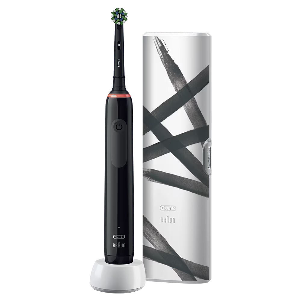 Periuta de dinti electrica Oral-B Pro 3 3500, Curatare 3D, 3 programe, 1 Incarcator, 1 Capat, Trusa de calatorie, Negru [2]