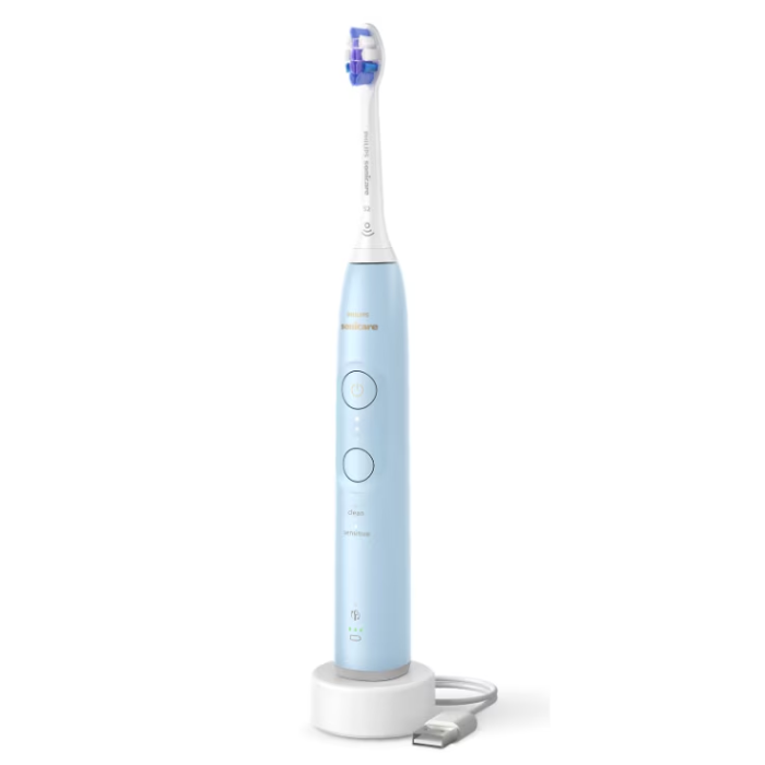 Periuta de dinti electrica Philips Sonicare HX7406/01, 62.000 miscari/minut, autonomie 21 zile, 2 moduri de periere, 3 intensitati, senzor presiune luminos, functia BrushSync, capat de periere Sensiti [2]