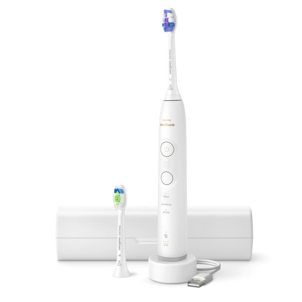 Periuta de dinti electrica Philips Sonicare HX7410/02, 62.000 miscari/minut, autonomie 21 zile, 3 mod de periere,3 intensitati, senzor presiune luminos, functia BrushSync, capat de periere Optimal Whi [2]