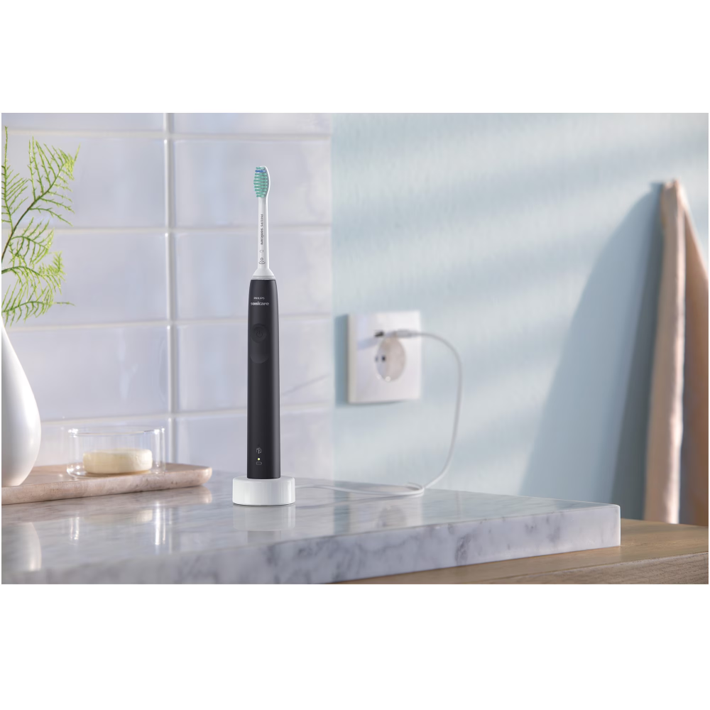 Periuta de dinti sonica electrica Philips Sonicare Seria 3100 HX3673/14, 31000 miscari/minut, 1 mod de curatare, senzor presiune, functia BrushSync, 1 cap de periere, Negru [2]
