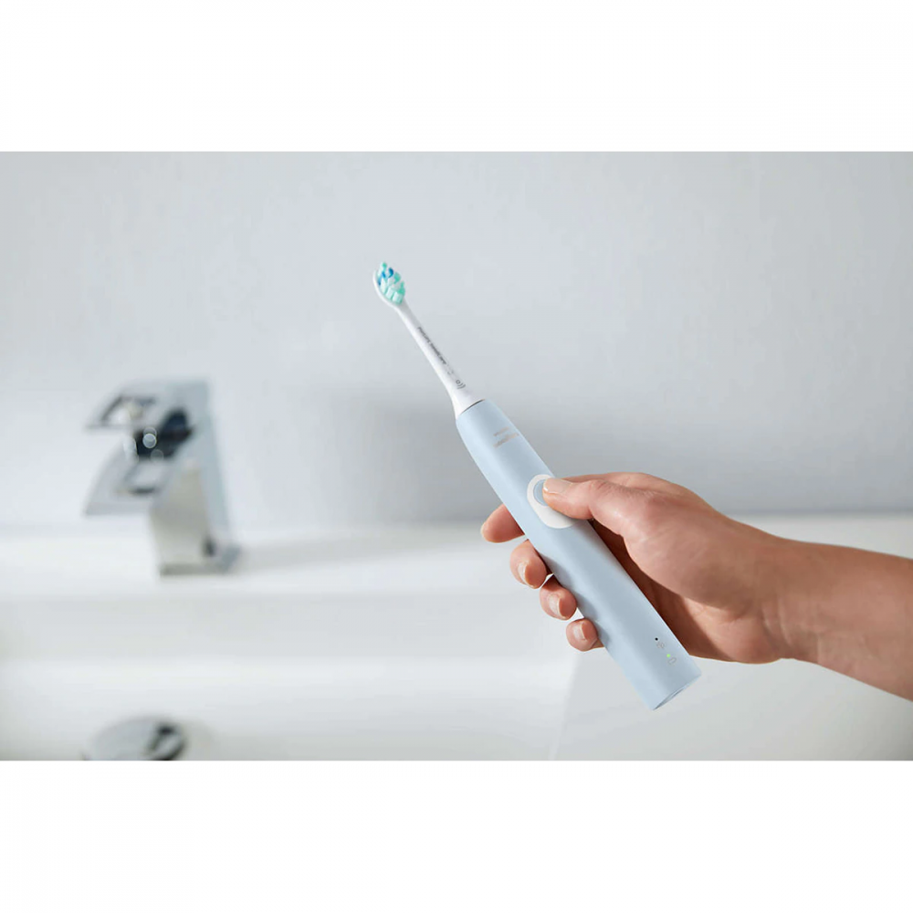 Periuta electrica sonica Philips Sonicare ProtectiveClean HX6803/04, 62000 miscari/minut, 1 mod de curatare, 2 intensitati, senzor presiune, functie BrushSync, 1 cap de periere, Albastru deschis [4]