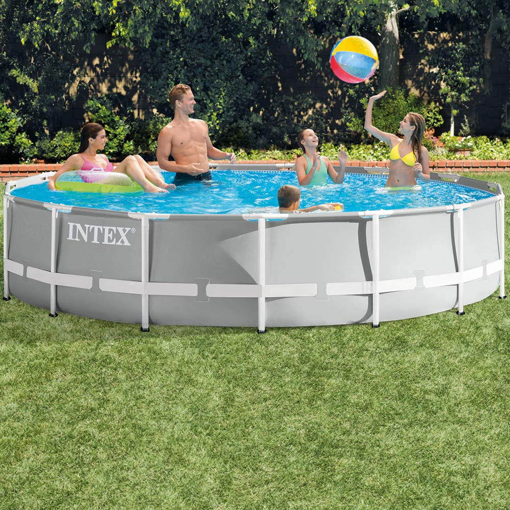 Piscina rotunda cu cadru metalic Prism Frame Premium Intex 26724NP, D457xH107 cm, include pompa cu filtru (debit 3.785 l), scara acces, protectie baza piscina si prelata acoperire piscina [2]