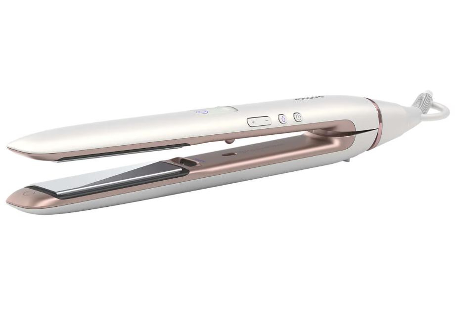 Placa de indreptat parul Philips HP8374/00, senzor Moisture Protect, placi titan, ioni, 200°C, 3 setari de temperatura, Alb/Roz [6]